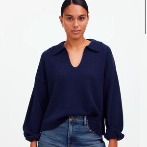 Madewell Deep Blue V-Neck polo Sweater